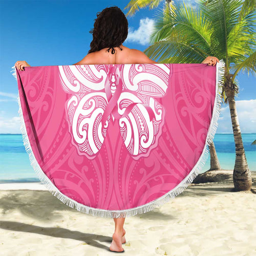 New Zealand Breast Cancer Awareness Beach Blanket Maori Butterfly Pink Ribbon - Aussie Hoodie