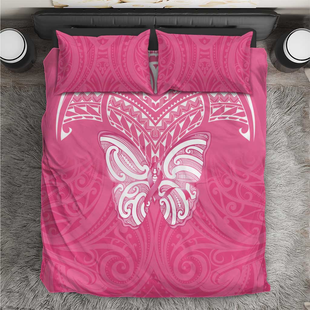 New Zealand Breast Cancer Awareness Bedding Set Maori Butterfly Pink Ribbon - Aussie Hoodie