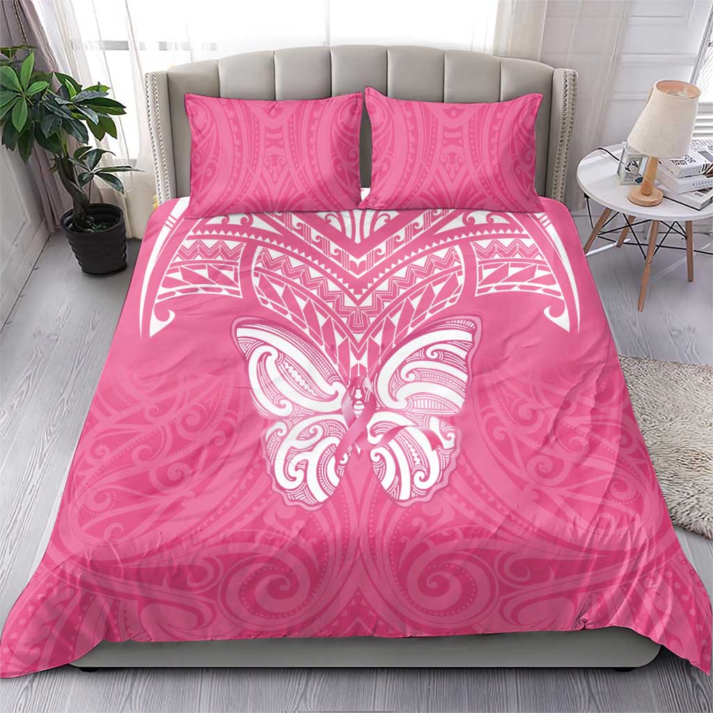 New Zealand Breast Cancer Awareness Bedding Set Maori Butterfly Pink Ribbon - Aussie Hoodie