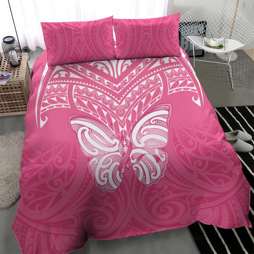 New Zealand Breast Cancer Awareness Bedding Set Maori Butterfly Pink Ribbon - Aussie Hoodie