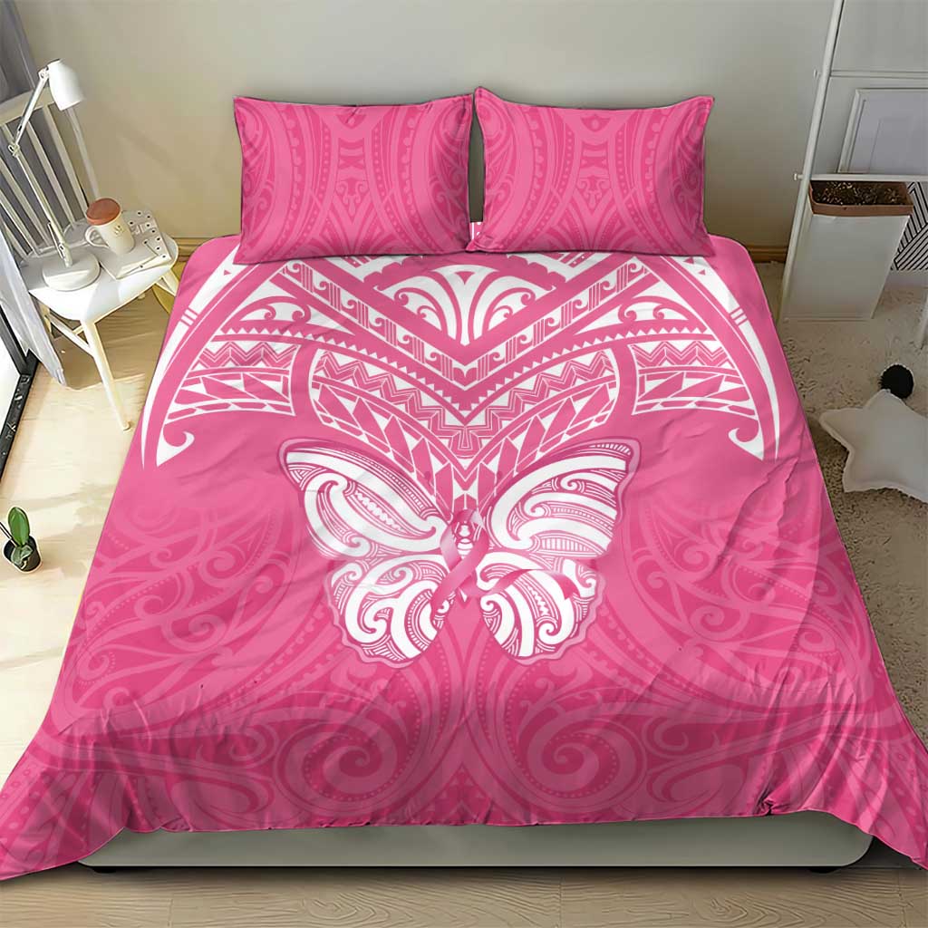 New Zealand Breast Cancer Awareness Bedding Set Maori Butterfly Pink Ribbon - Aussie Hoodie