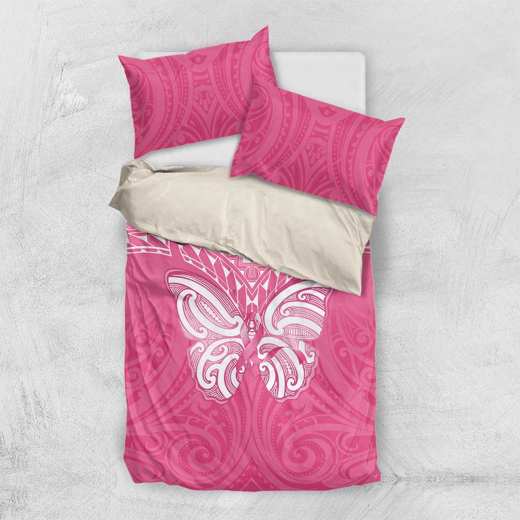New Zealand Breast Cancer Awareness Bedding Set Maori Butterfly Pink Ribbon - Aussie Hoodie