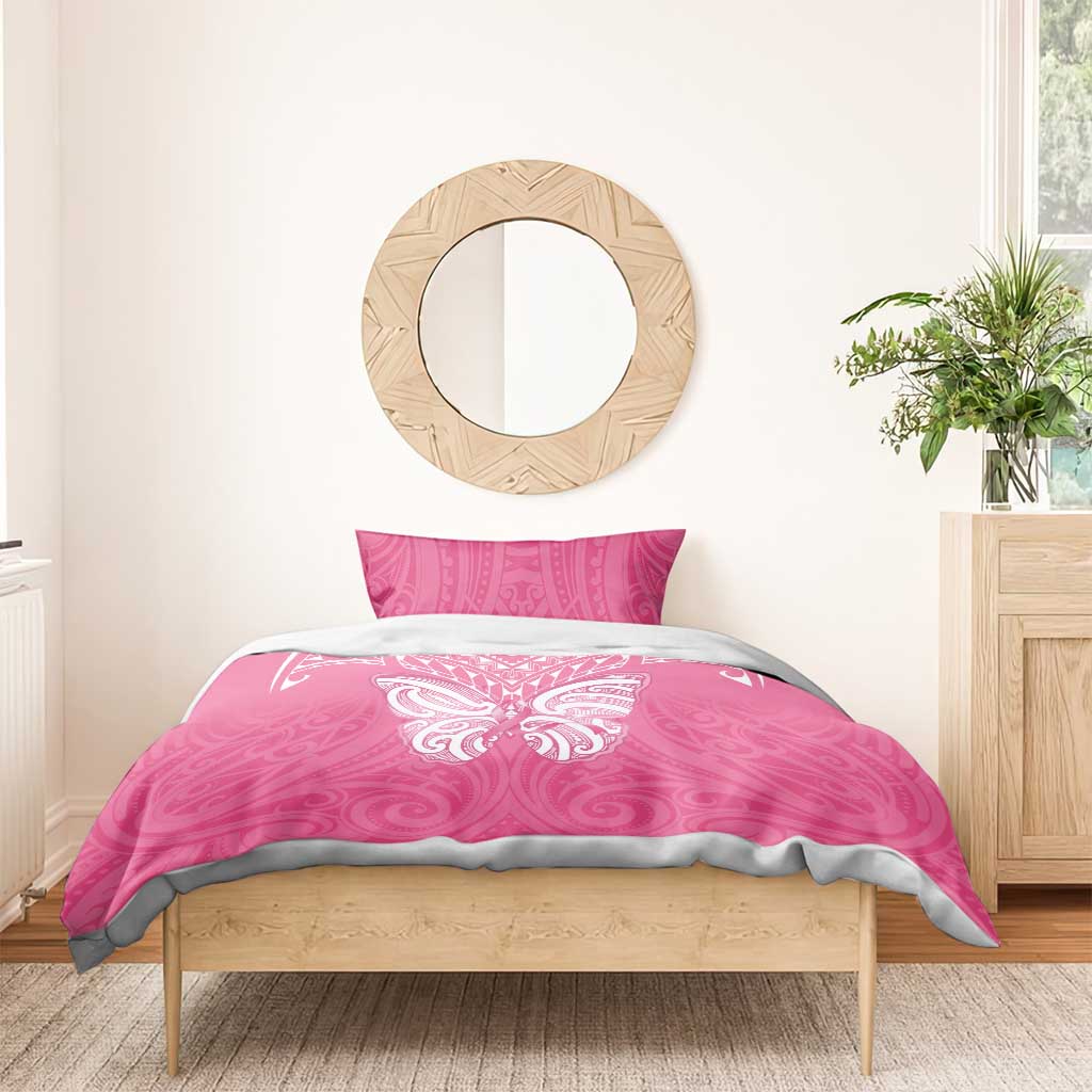 New Zealand Breast Cancer Awareness Bedding Set Maori Butterfly Pink Ribbon - Aussie Hoodie