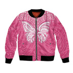 New Zealand Breast Cancer Awareness Bomber Jacket Maori Butterfly Pink Ribbon - Aussie Hoodie