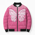 New Zealand Breast Cancer Awareness Bomber Puffer Jacket Maori Butterfly Pink Ribbon - Aussie Hoodie