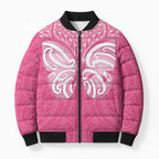 New Zealand Breast Cancer Awareness Bomber Puffer Jacket Maori Butterfly Pink Ribbon - Aussie Hoodie