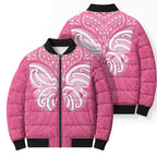 New Zealand Breast Cancer Awareness Bomber Puffer Jacket Maori Butterfly Pink Ribbon - Aussie Hoodie