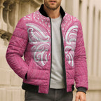 New Zealand Breast Cancer Awareness Bomber Puffer Jacket Maori Butterfly Pink Ribbon - Aussie Hoodie