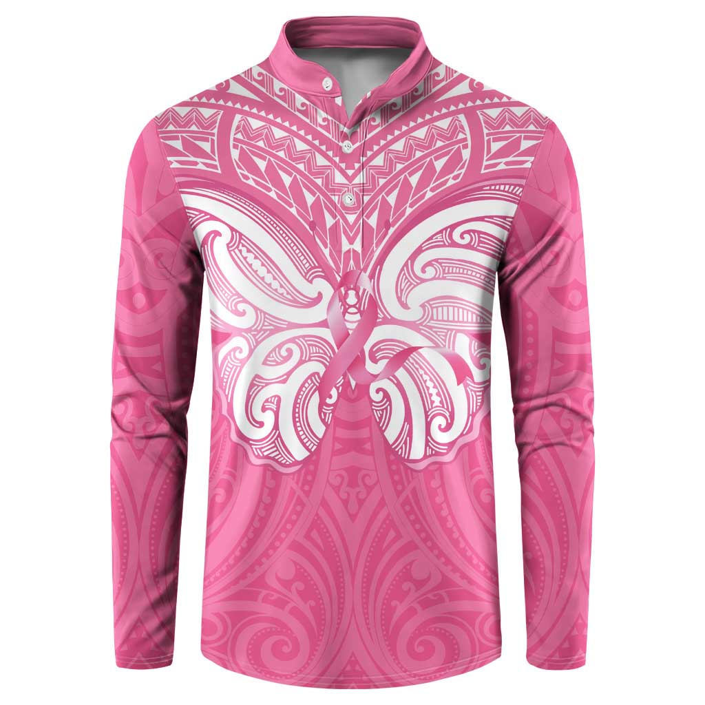 New Zealand Breast Cancer Awareness Button Sweatshirt Maori Butterfly Pink Ribbon - Aussie Hoodie