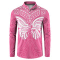 New Zealand Breast Cancer Awareness Button Sweatshirt Maori Butterfly Pink Ribbon - Aussie Hoodie