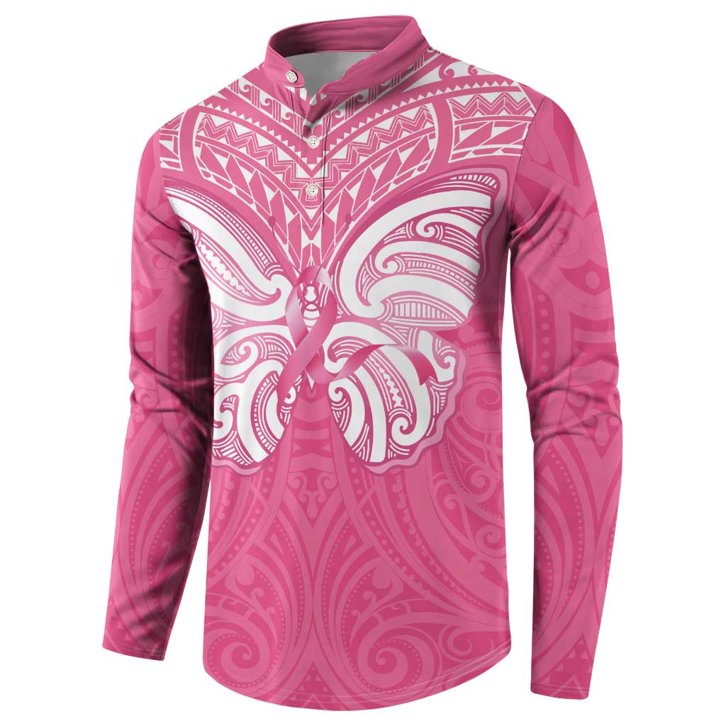 New Zealand Breast Cancer Awareness Button Sweatshirt Maori Butterfly Pink Ribbon - Aussie Hoodie