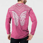 New Zealand Breast Cancer Awareness Button Sweatshirt Maori Butterfly Pink Ribbon - Aussie Hoodie
