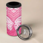 New Zealand Breast Cancer Awareness 4 in 1 Can Cooler Tumbler Maori Butterfly Pink Ribbon - Aussie Hoodie
