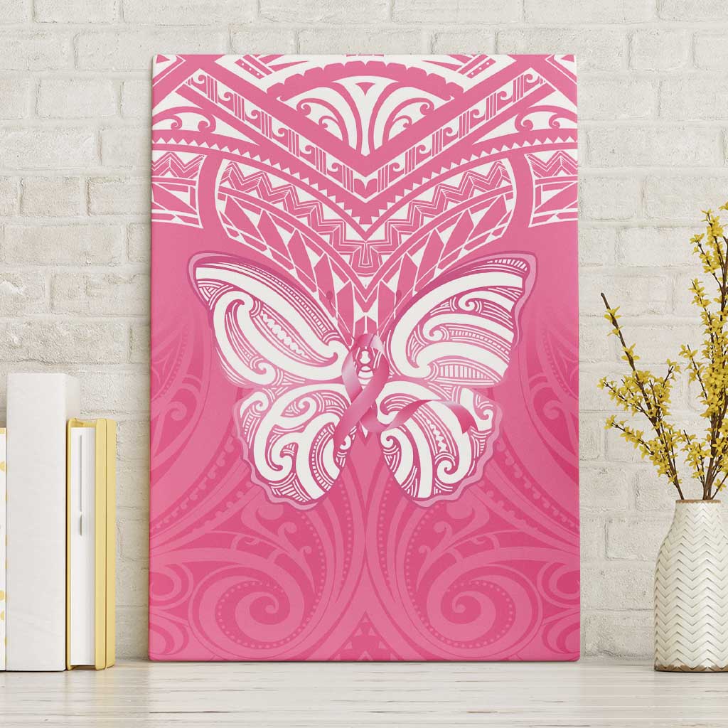 New Zealand Breast Cancer Awareness Canvas Wall Art Maori Butterfly Pink Ribbon - Aussie Hoodie