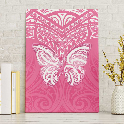 New Zealand Breast Cancer Awareness Canvas Wall Art Maori Butterfly Pink Ribbon - Aussie Hoodie
