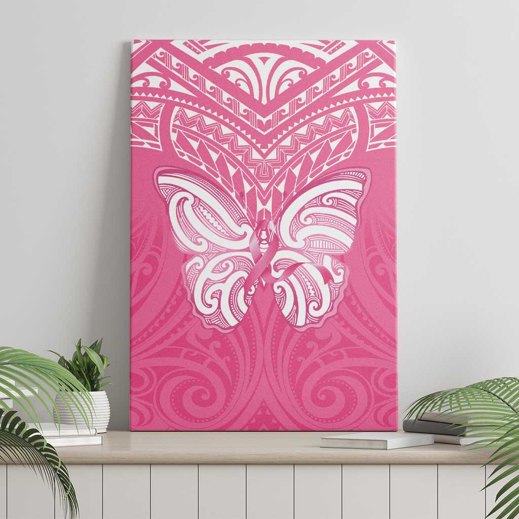 New Zealand Breast Cancer Awareness Canvas Wall Art Maori Butterfly Pink Ribbon - Aussie Hoodie