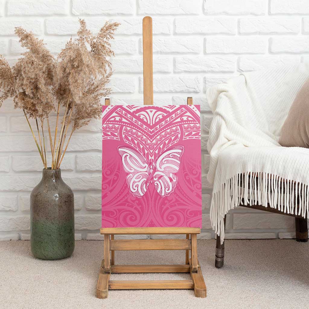 New Zealand Breast Cancer Awareness Canvas Wall Art Maori Butterfly Pink Ribbon - Aussie Hoodie