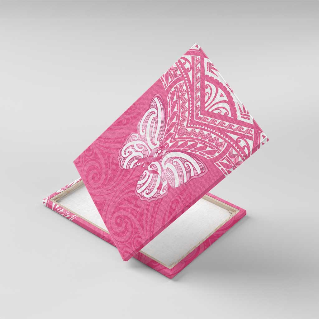 New Zealand Breast Cancer Awareness Canvas Wall Art Maori Butterfly Pink Ribbon - Aussie Hoodie