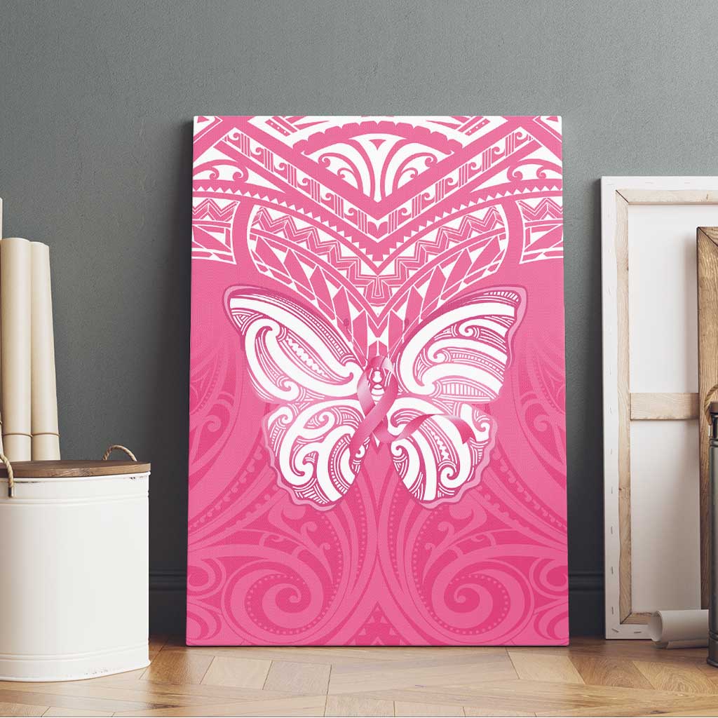 New Zealand Breast Cancer Awareness Canvas Wall Art Maori Butterfly Pink Ribbon - Aussie Hoodie