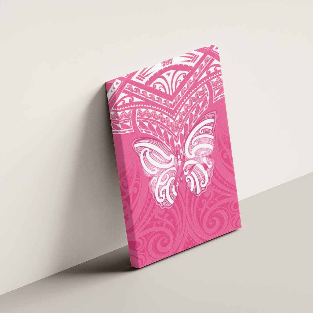 New Zealand Breast Cancer Awareness Canvas Wall Art Maori Butterfly Pink Ribbon - Aussie Hoodie