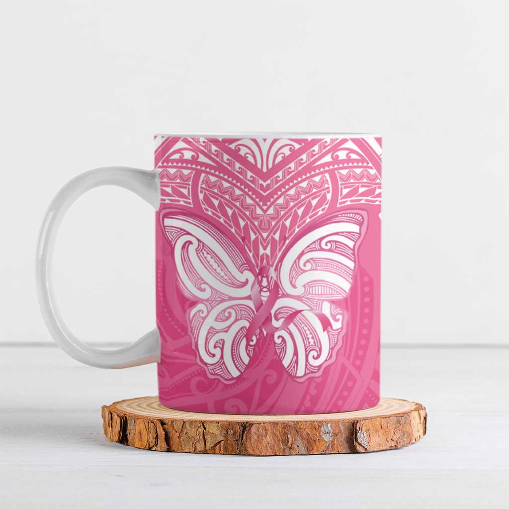 New Zealand Breast Cancer Awareness Ceramic Mug Maori Butterfly Pink Ribbon - Aussie Hoodie