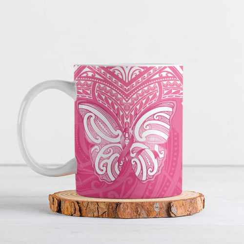 New Zealand Breast Cancer Awareness Ceramic Mug Maori Butterfly Pink Ribbon - Aussie Hoodie
