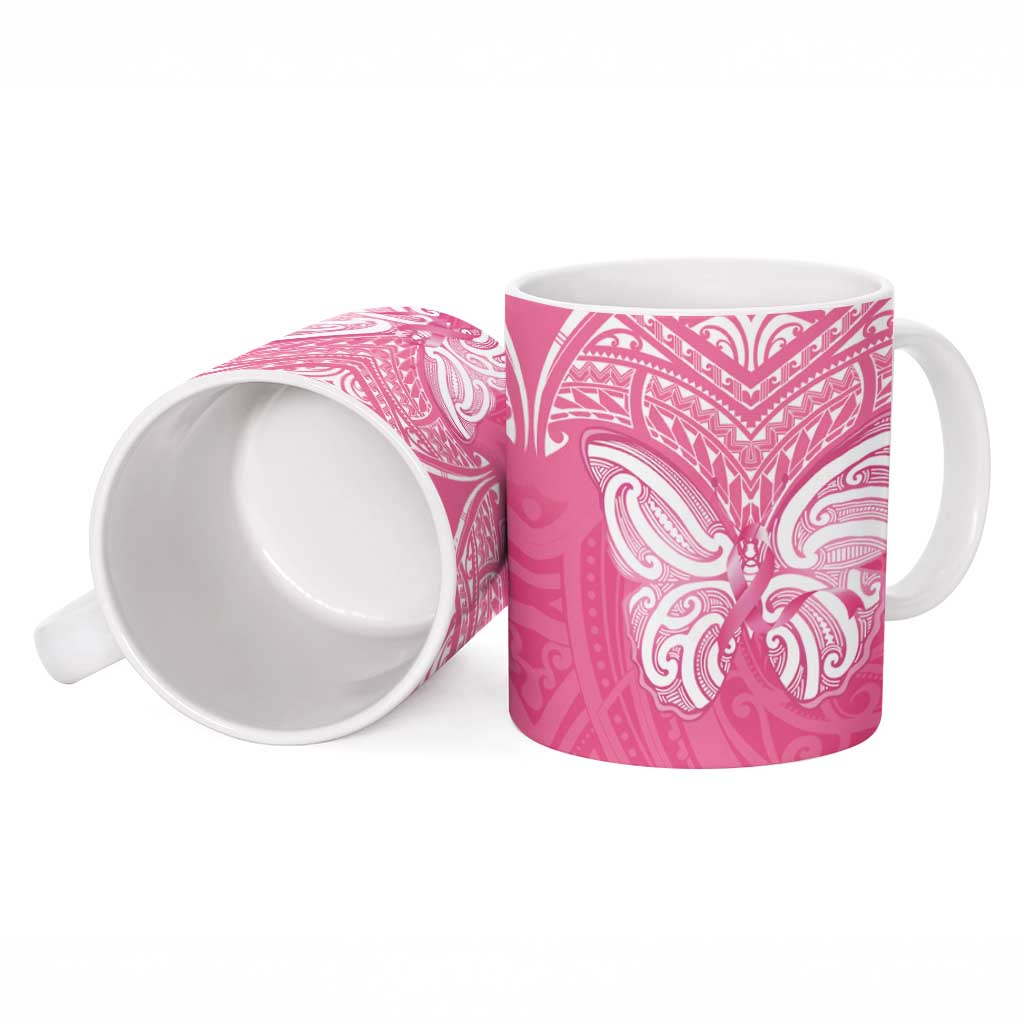 New Zealand Breast Cancer Awareness Ceramic Mug Maori Butterfly Pink Ribbon - Aussie Hoodie