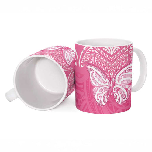 New Zealand Breast Cancer Awareness Ceramic Mug Maori Butterfly Pink Ribbon - Aussie Hoodie