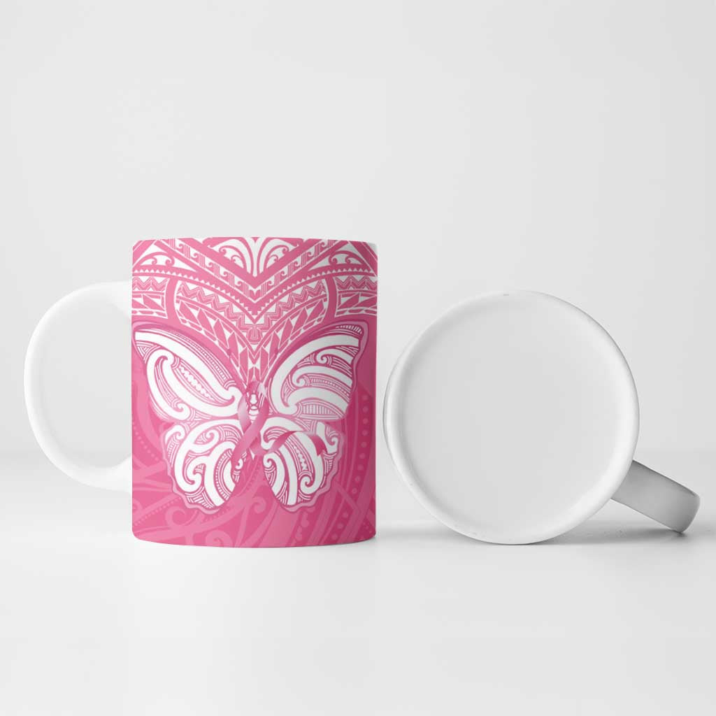 New Zealand Breast Cancer Awareness Ceramic Mug Maori Butterfly Pink Ribbon - Aussie Hoodie