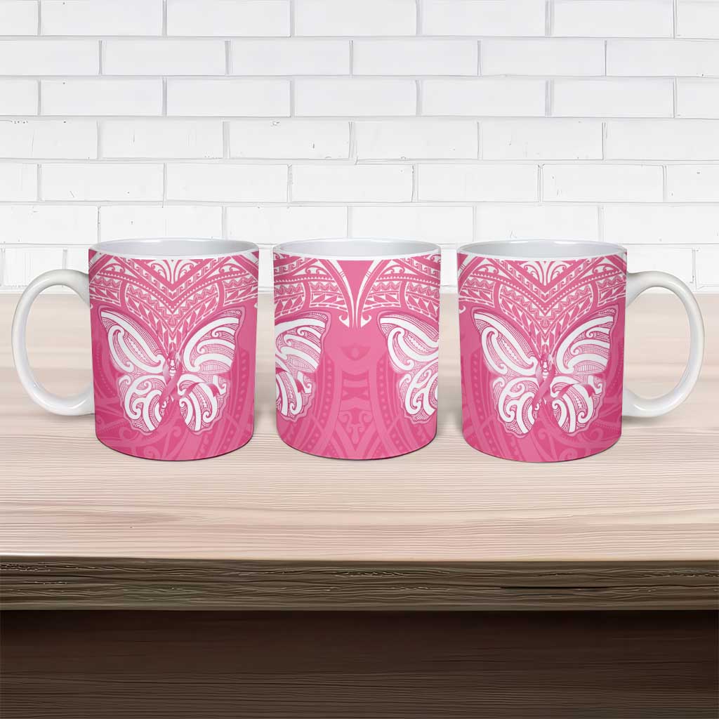 New Zealand Breast Cancer Awareness Ceramic Mug Maori Butterfly Pink Ribbon - Aussie Hoodie