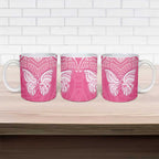 New Zealand Breast Cancer Awareness Ceramic Mug Maori Butterfly Pink Ribbon - Aussie Hoodie
