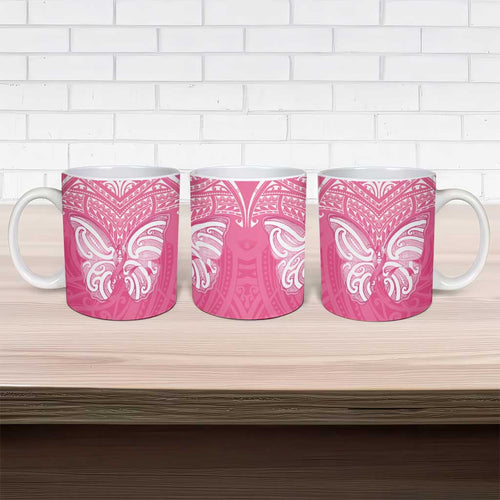 New Zealand Breast Cancer Awareness Ceramic Mug Maori Butterfly Pink Ribbon - Aussie Hoodie