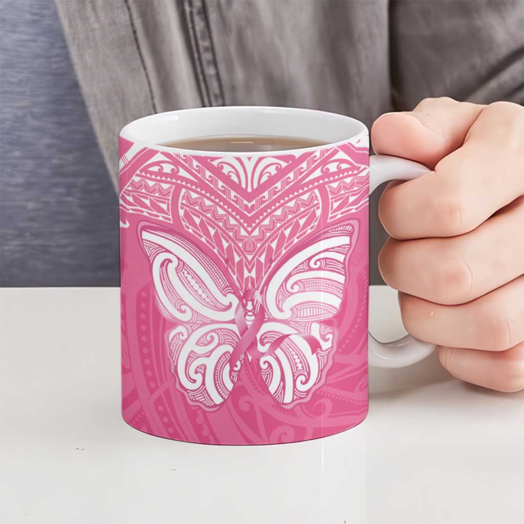 New Zealand Breast Cancer Awareness Ceramic Mug Maori Butterfly Pink Ribbon - Aussie Hoodie
