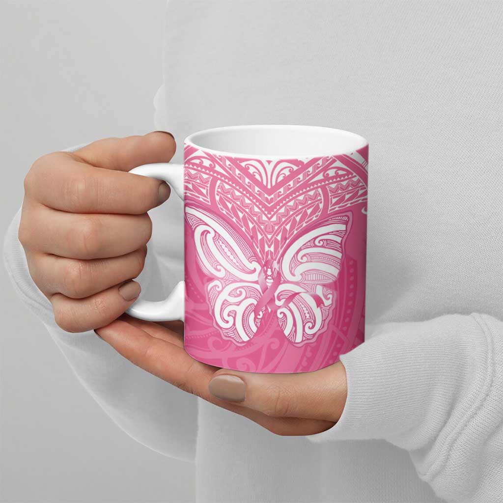 New Zealand Breast Cancer Awareness Ceramic Mug Maori Butterfly Pink Ribbon - Aussie Hoodie