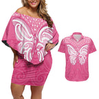 New Zealand Breast Cancer Awareness Couples Matching Off Shoulder Short Dress and Hawaiian Shirt Maori Butterfly Pink Ribbon - Aussie Hoodie