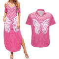 New Zealand Breast Cancer Awareness Couples Matching Summer Maxi Dress and Hawaiian Shirt Maori Butterfly Pink Ribbon - Aussie Hoodie
