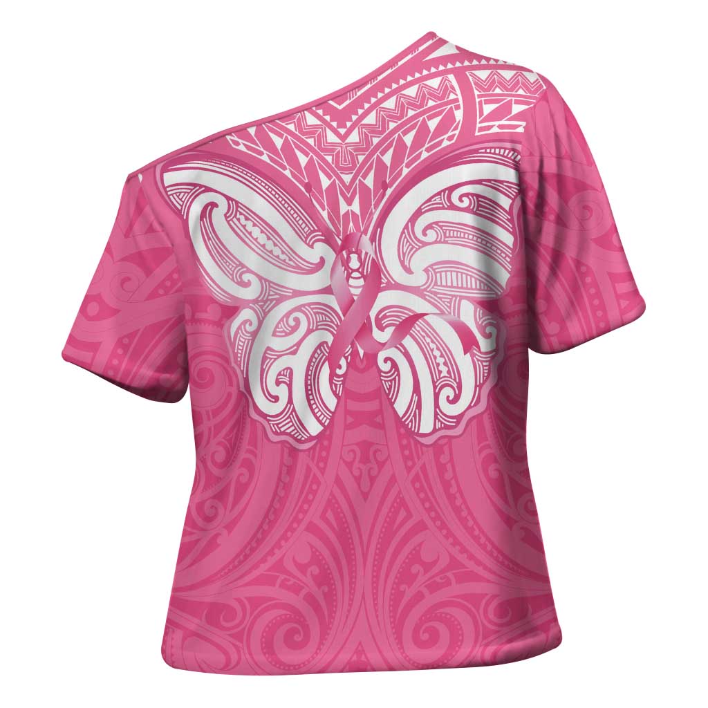 New Zealand Breast Cancer Awareness Cross Shoulder Shirt Maori Butterfly Pink Ribbon - Aussie Hoodie
