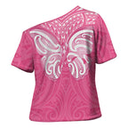 New Zealand Breast Cancer Awareness Cross Shoulder Shirt Maori Butterfly Pink Ribbon - Aussie Hoodie