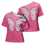 New Zealand Breast Cancer Awareness Cross Shoulder Shirt Maori Butterfly Pink Ribbon - Aussie Hoodie