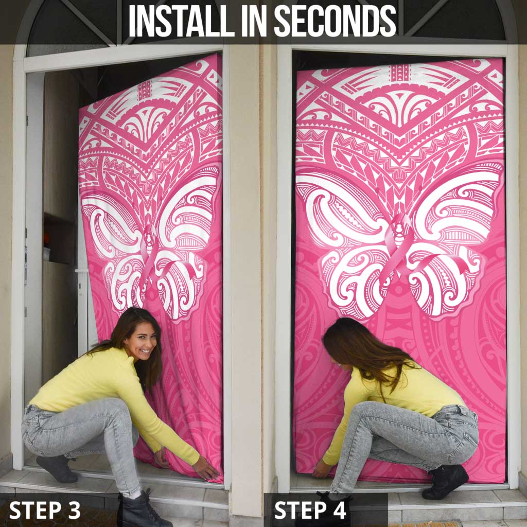 New Zealand Breast Cancer Awareness Door Cover Maori Butterfly Pink Ribbon - Aussie Hoodie