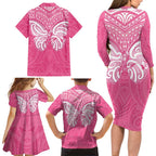 New Zealand Breast Cancer Awareness Family Matching Long Sleeve Bodycon Dress and Hawaiian Shirt Maori Butterfly Pink Ribbon - Aussie Hoodie