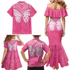 New Zealand Breast Cancer Awareness Family Matching Mermaid Dress and Hawaiian Shirt Maori Butterfly Pink Ribbon - Aussie Hoodie