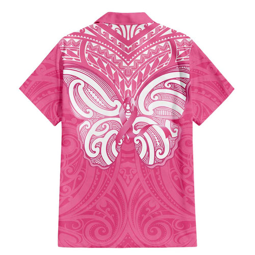 New Zealand Breast Cancer Awareness Family Matching Mermaid Dress and Hawaiian Shirt Maori Butterfly Pink Ribbon - Aussie Hoodie