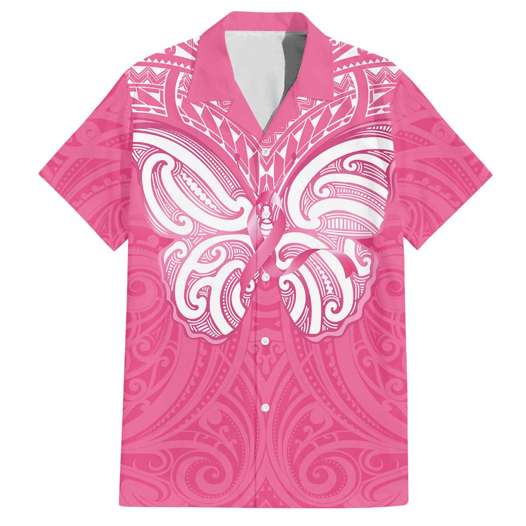 New Zealand Breast Cancer Awareness Family Matching Off The Shoulder Long Sleeve Dress and Hawaiian Shirt Maori Butterfly Pink Ribbon - Aussie Hoodie