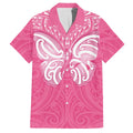 New Zealand Breast Cancer Awareness Family Matching Off The Shoulder Long Sleeve Dress and Hawaiian Shirt Maori Butterfly Pink Ribbon - Aussie Hoodie