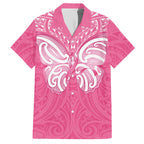 New Zealand Breast Cancer Awareness Family Matching Off The Shoulder Long Sleeve Dress and Hawaiian Shirt Maori Butterfly Pink Ribbon - Aussie Hoodie