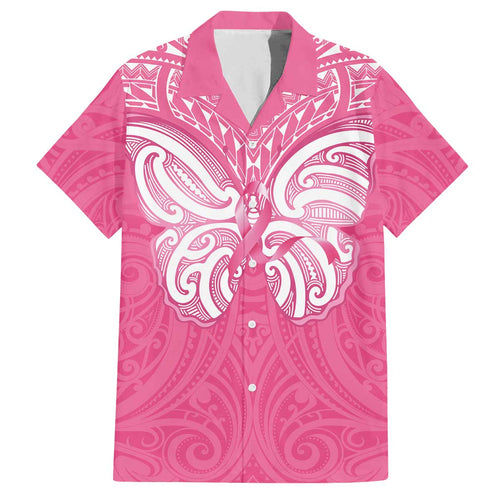 New Zealand Breast Cancer Awareness Family Matching Off The Shoulder Long Sleeve Dress and Hawaiian Shirt Maori Butterfly Pink Ribbon - Aussie Hoodie