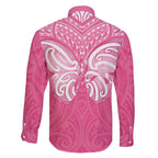 New Zealand Breast Cancer Awareness Family Matching Off The Shoulder Long Sleeve Dress and Hawaiian Shirt Maori Butterfly Pink Ribbon - Aussie Hoodie