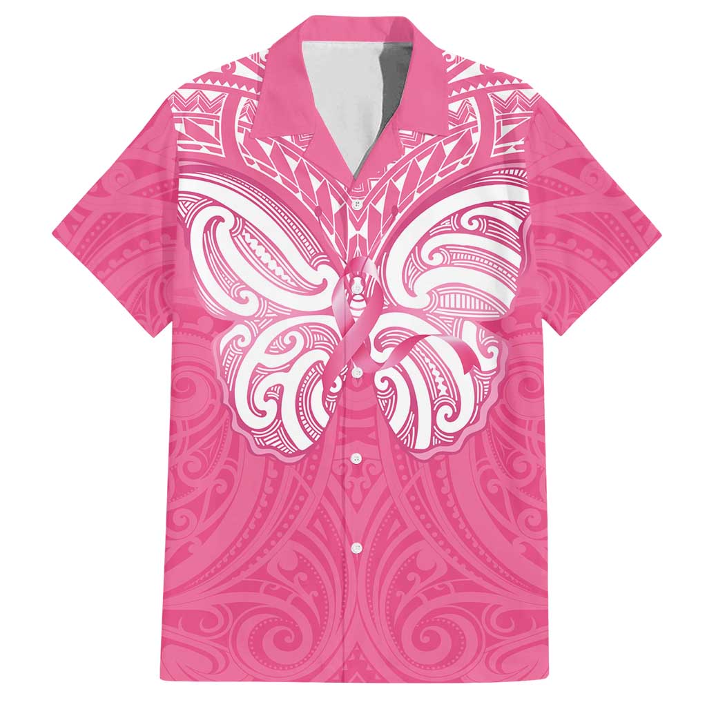 New Zealand Breast Cancer Awareness Family Matching Off Shoulder Maxi Dress and Hawaiian Shirt Maori Butterfly Pink Ribbon - Aussie Hoodie