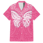 New Zealand Breast Cancer Awareness Family Matching Off Shoulder Maxi Dress and Hawaiian Shirt Maori Butterfly Pink Ribbon - Aussie Hoodie